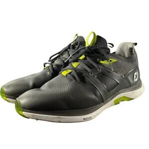 FootJoy HyperFlex Golf Shoes Mens Size 9 Wide Gray Black Green Spiked Waterproof